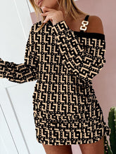 Hollow Off Shoulder Drawstring Casual Diagonal Collar Long Seeve Dress InsStreet